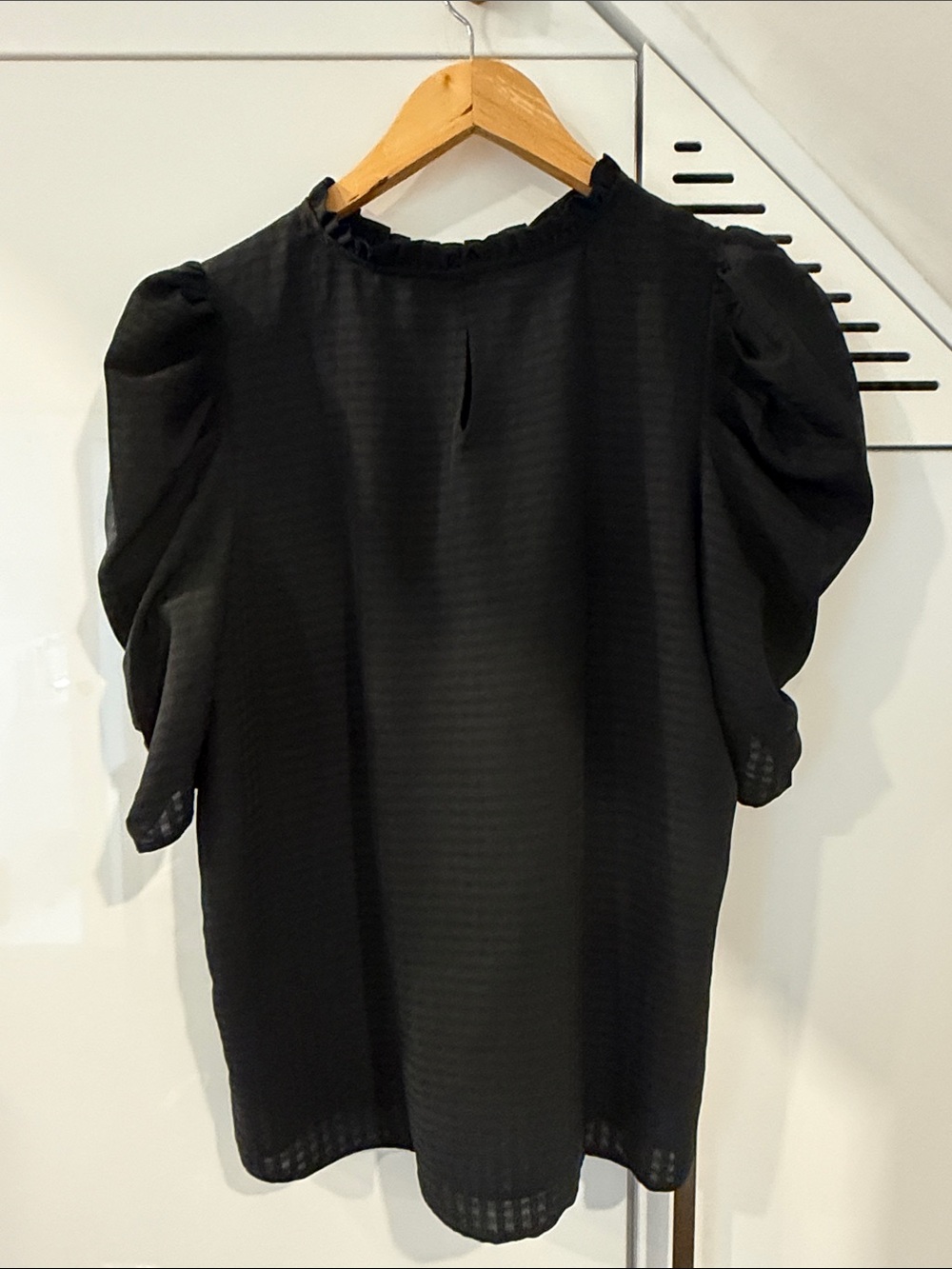 Loft Black Puff-Sleeve Blouse - Elegant Women's Top - Picture 3 of 5